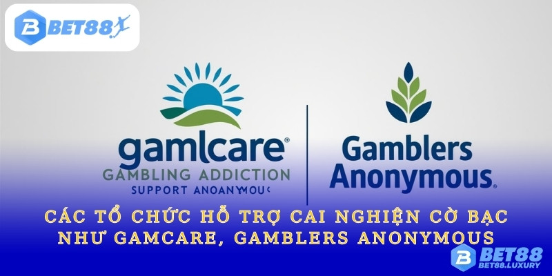 Các tổ chức hỗ trợ cai nghiện cờ bạc như GamCare, Gamblers Anonymous