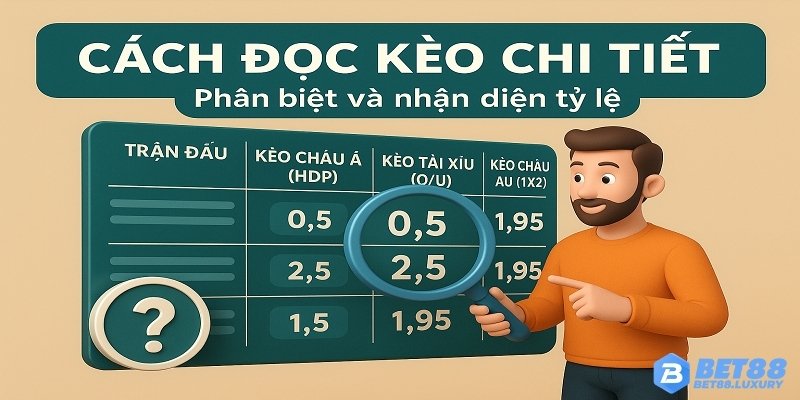 Minh họa bảng kèo nhà cái – cách nhận diện cửa trên, odds, mốc O/U