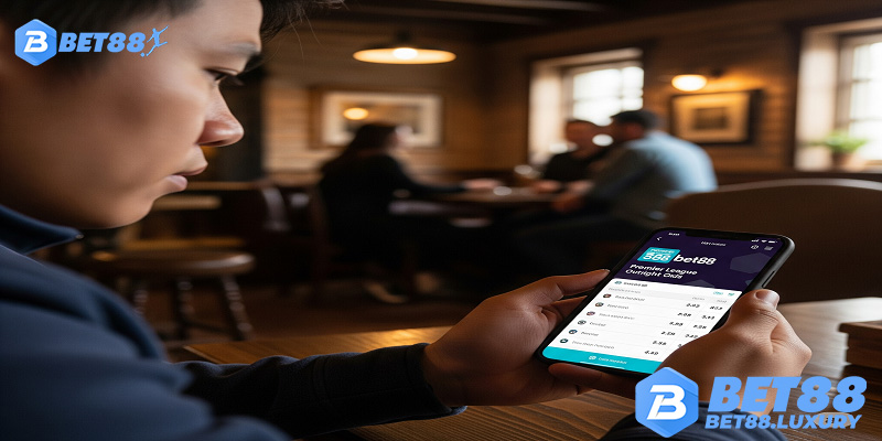 Người chơi cá cược Premier League trên ứng dụng Bet88
