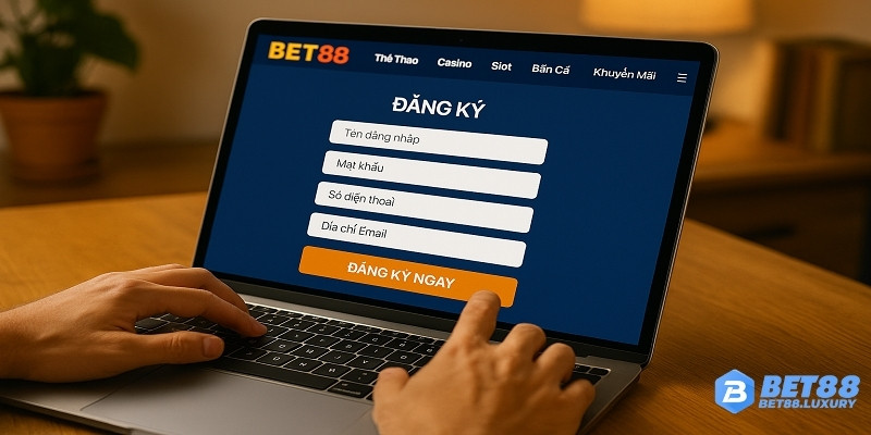 Người chơi đang đăng ký tài khoản Bet88 để nhận thưởng
