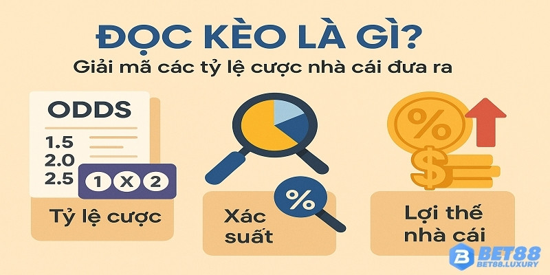 Định nghĩa “Đọc kèo” bằng biểu tượng dễ hiểu – phân tích xác suất và tỷ lệ ăn tiền.