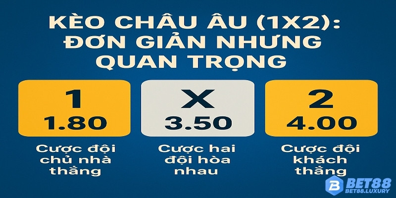 Minh họa ví dụ kèo Châu Âu 1X2 kèm công thức tính tiền