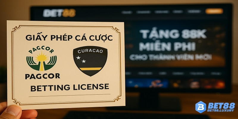 Hình ảnh giấy phép hoạt động quốc tế (PAGCOR, Curacao)