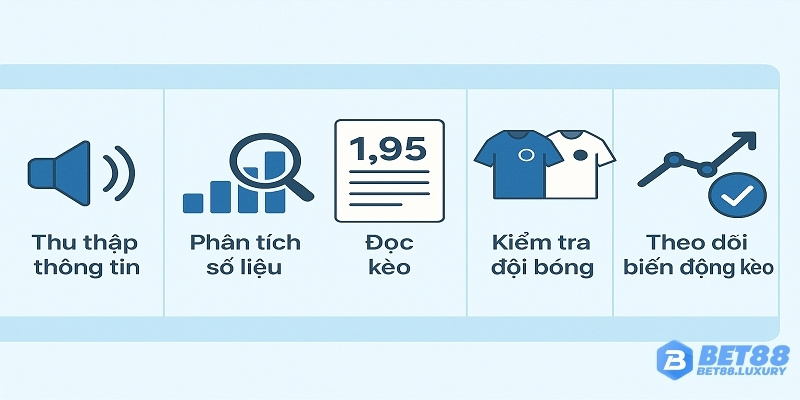 5 bước soi kèo bài bản: thu thập – phân tích – đọc kèo – kiểm chứng – theo dõi biến động.